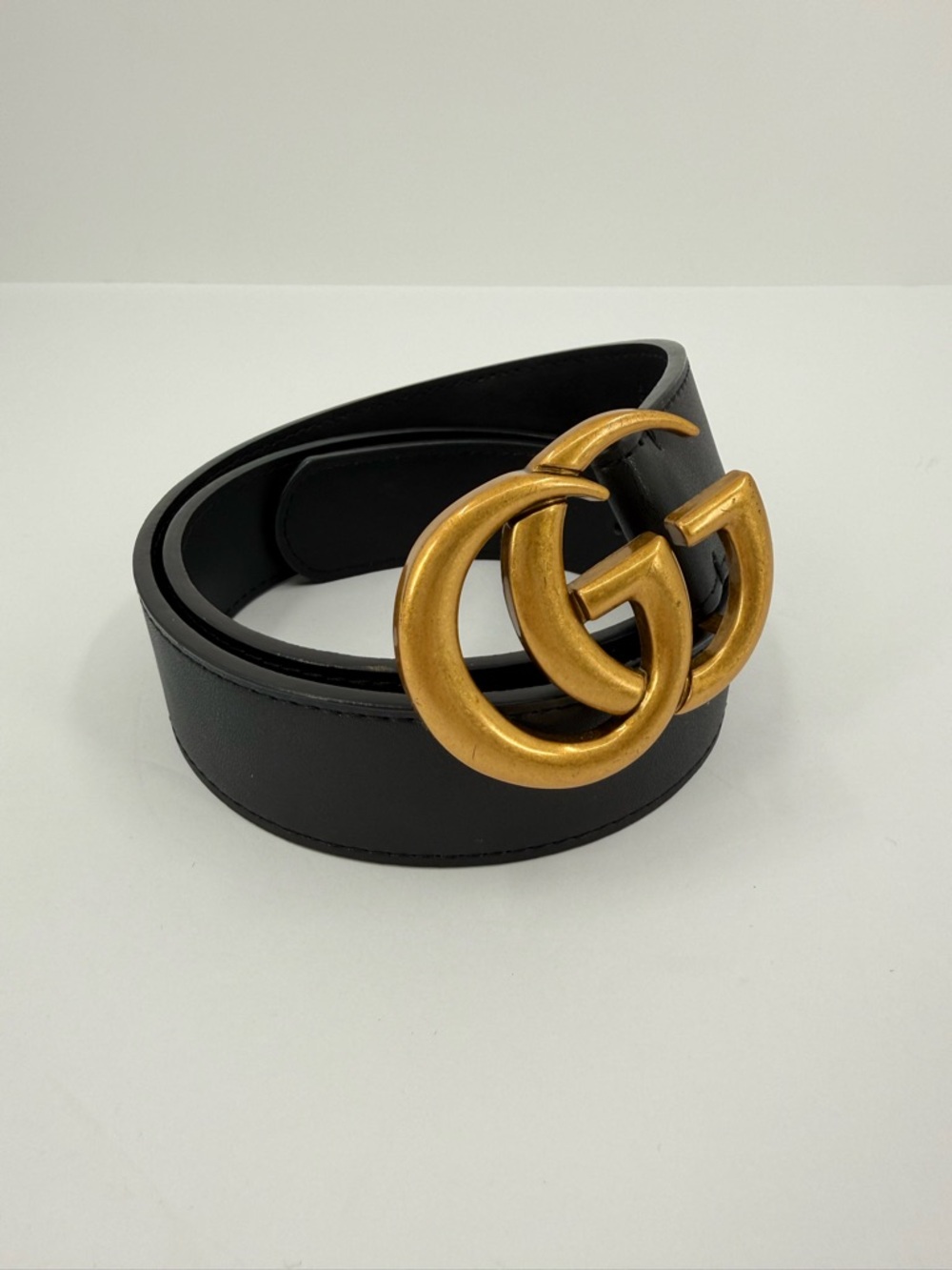 Gucci GG Marmont Wide Belt Black Leather Size 85/34 - Picture 2 of 13